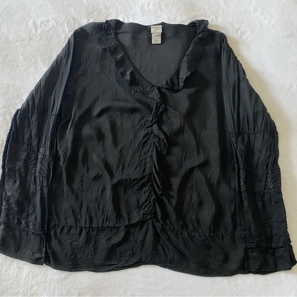 J. Jill Ruffle Black Top Size Medium - Picture 1 of 8